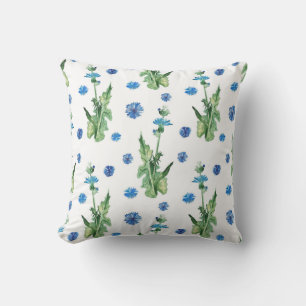 Beautiful watercolor cornflowers pattern throw pillow