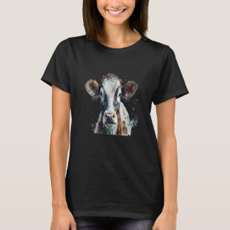 Beautiful Watercolor Cow Portrait T-Shirt