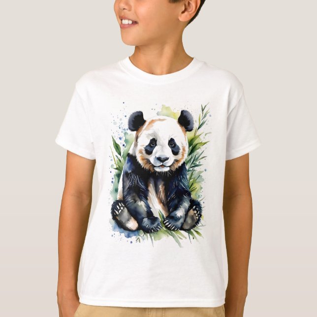 Beautiful Watercolor Cuddly Cute Panda Bear  T-Shirt (Front)