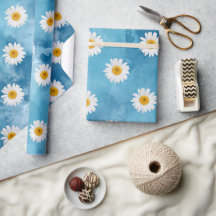 Beautiful Watercolor Daisy Wrapping Paper