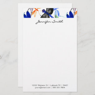 Beautiful Watercolor Dragonfly Pattern Border Stationery