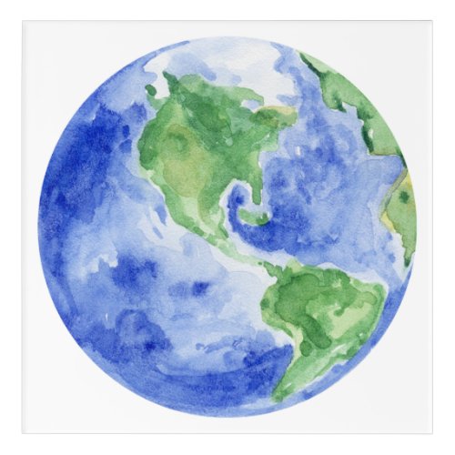 Beautiful Watercolor Earth Planet  Acrylic Print