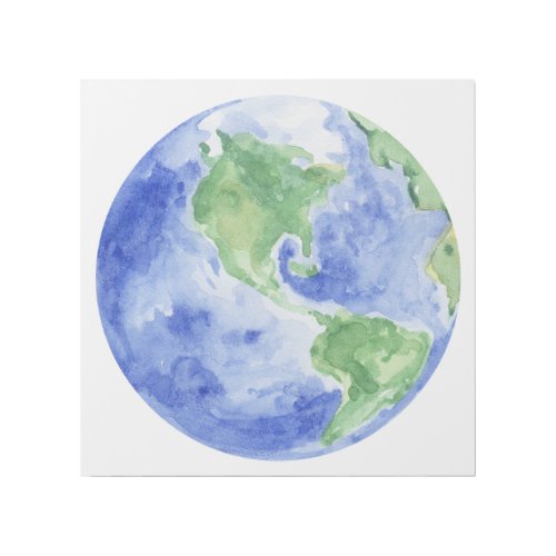 Beautiful Watercolor Earth Planet  Gallery Wrap