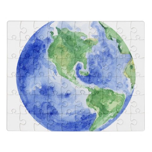 Beautiful Watercolor Earth Planet  Jigsaw Puzzle