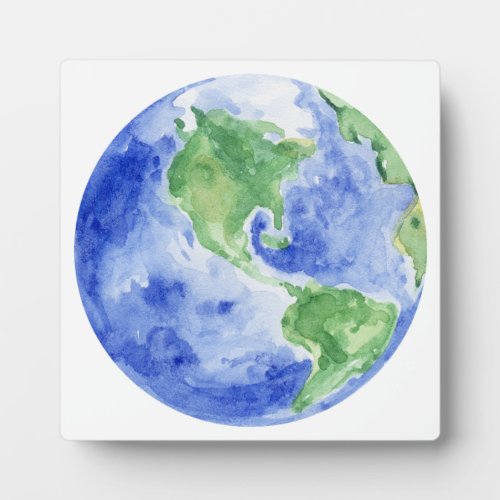 Beautiful Watercolor Earth Planet  Plaque