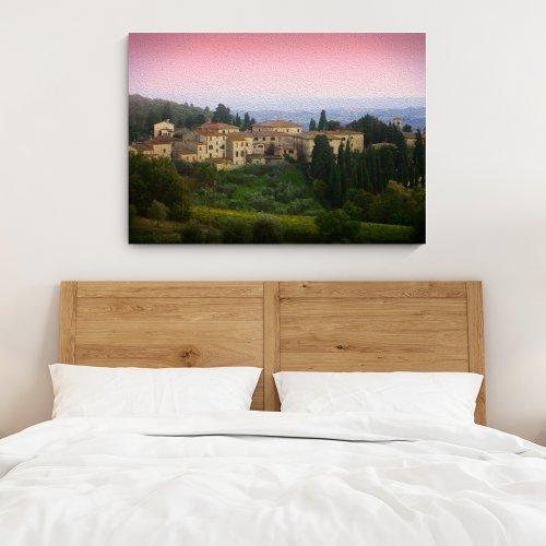 Beautiful Watercolor Effect Tuscany Italy  Faux Canvas Print