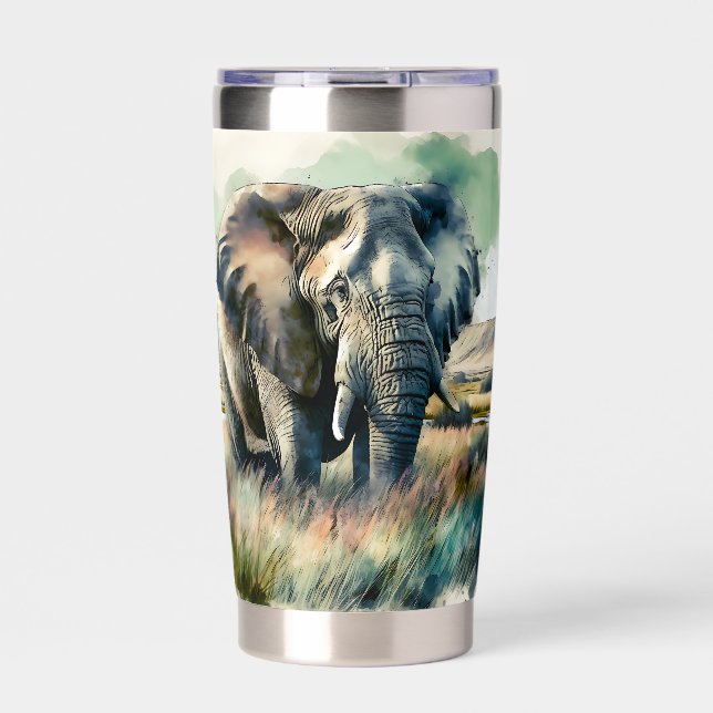 Beautiful Watercolor Elephant Insulated Tumbler (Front)
