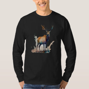 Beautiful Watercolor Elk Portrait T-Shirt