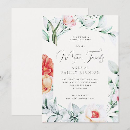 Beautiful Watercolor Family Reunion Invitation