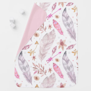 Beautiful watercolor feathers baby blanket