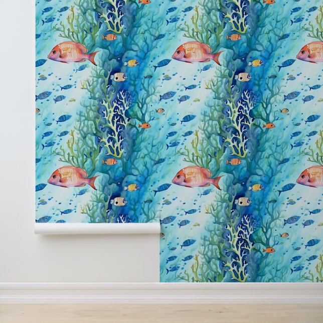 Beautiful Watercolor Fish in the Ocean Wallpaper (Application)