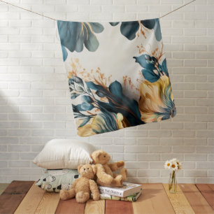 Beautiful watercolor floral baby blanket