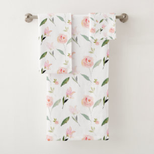 Beautiful Watercolor Floral Bath Towel Set