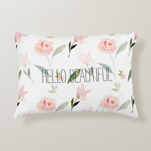 Beautiful Watercolor Floral Blush Pink Accent Pillow
