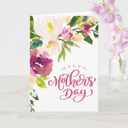 Beautiful Watercolor Floral Bouquet Mothers Day Card
