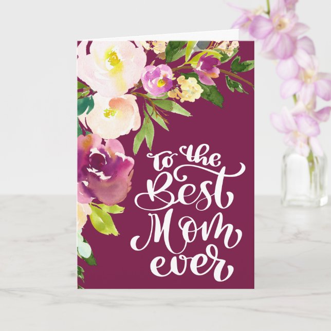Beautiful Watercolor Floral Bouquet Mother's Day Card (Orchid)