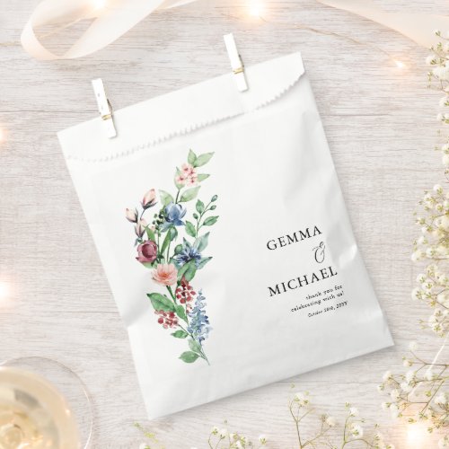 Beautiful Watercolor Floral Bouquet Wedding Favor Bag