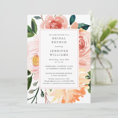 Beautiful Watercolor Floral Bridal Shower Invitation