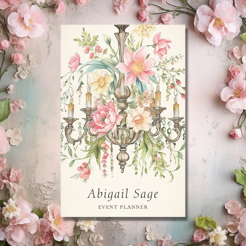 Beautiful Watercolor Floral Chandelier  Business Card