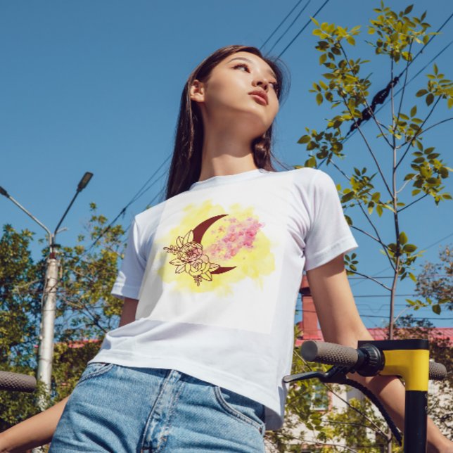 Beautiful Watercolor Floral Crescent Ramadan T-Shirt (Creator Uploaded)