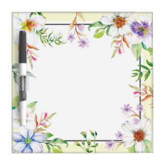 Beautiful Watercolor Floral Dry-Erase Board