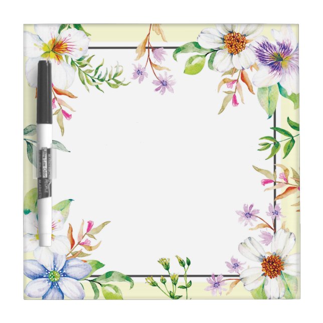 Beautiful Watercolor Floral Dry-Erase Board (Front)