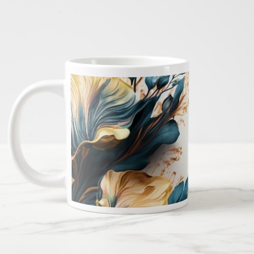 Beautiful watercolor floral giant coffee mug