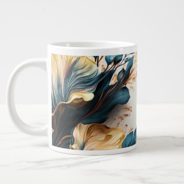 Beautiful watercolor floral giant coffee mug (Left)