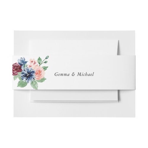 Beautiful Watercolor Floral  Greenery Wedding Invitation Belly Band