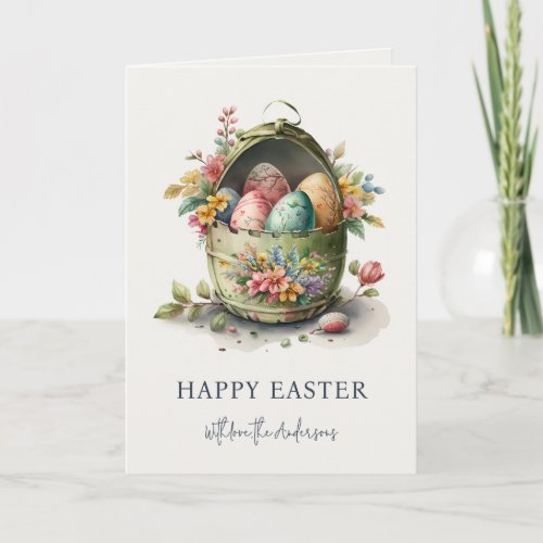 Beautiful Watercolor Floral Happy Easter Holiday Card