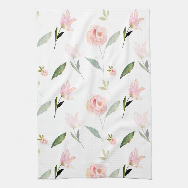 Beautiful Watercolor Floral Kitchen Towel (Vertical)