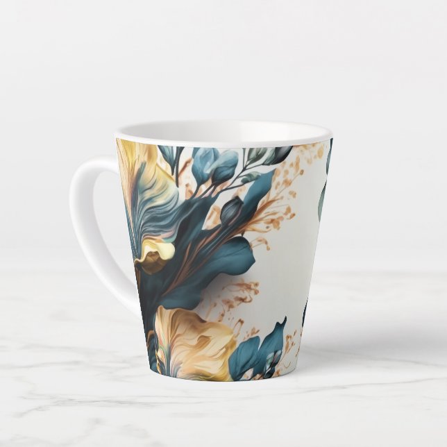 Beautiful watercolor floral latte mug (Left Angle)