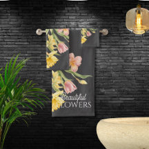 Beautiful watercolor floral Modern classic black
