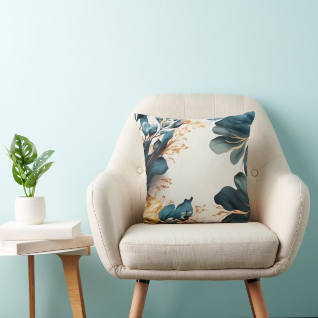 Beautiful watercolor floral throw pillow (Chair)
