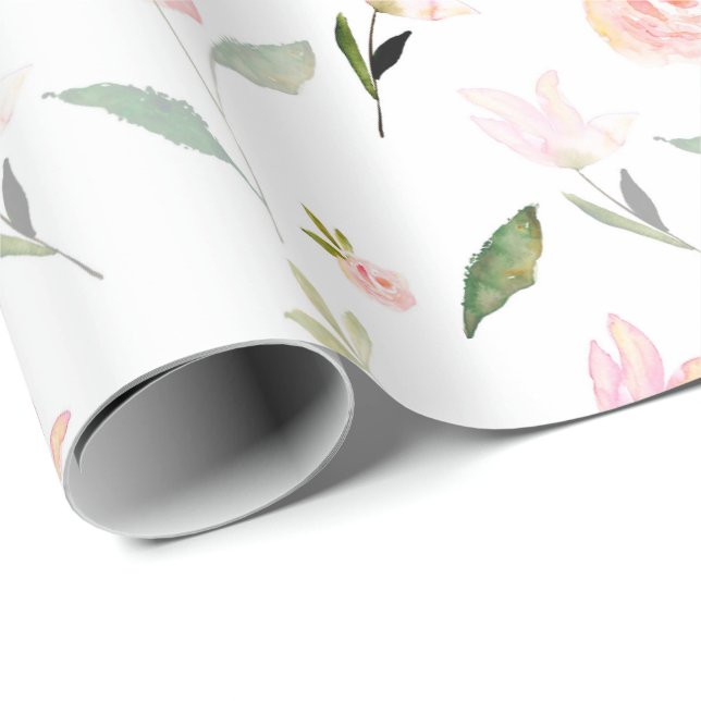 Beautiful Watercolor Floral Wrapping Paper (Roll Corner)