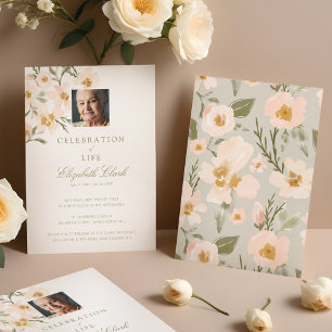 Beautiful Watercolor Florals Celebration of Life Invitation