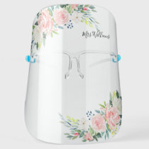 Beautiful Watercolor Florwers Personalized Face Shield