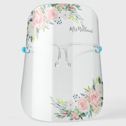 Beautiful Watercolor Florwers Personalized Face Shield (Front)