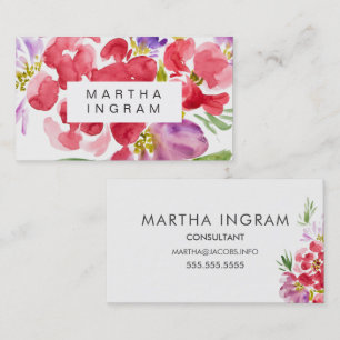 Beautiful watercolor flower design business card