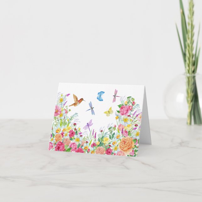 Beautiful Watercolor Flower Garden  Card (Front)