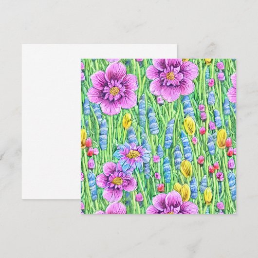 Beautiful watercolor flower garden Purple Green (Front/Back)