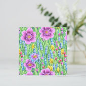 Beautiful watercolor flower garden Purple Green (Standing Front)