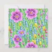 Beautiful watercolor flower garden Purple Green (Front)