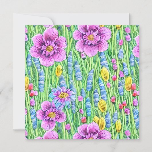 Beautiful watercolor flower garden Purple Green (Front)