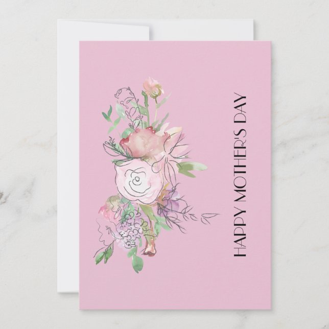 Beautiful Watercolor Flower Happy Mothers Day Card (Front)