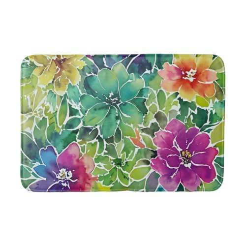 Beautiful Watercolor Flower Pattern Bath Mat