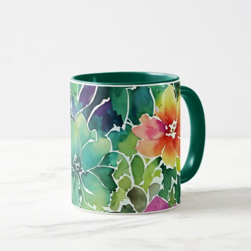 Beautiful Watercolor Flower Pattern Mug