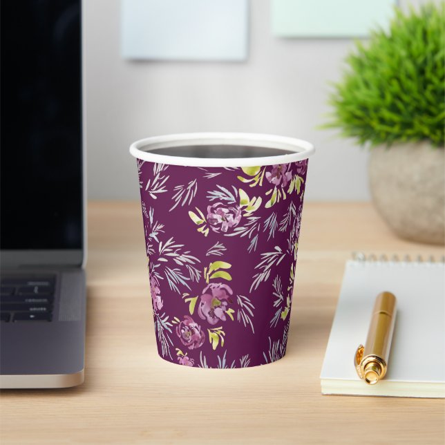 Beautiful watercolor flower pattern paper cups (Insitu)