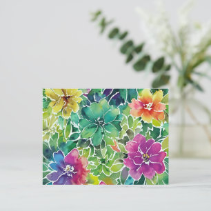 Beautiful Watercolor Flower Pattern Postcard