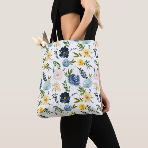 Beautiful Watercolor Flower Roses Seamless Pattern Tote Bag